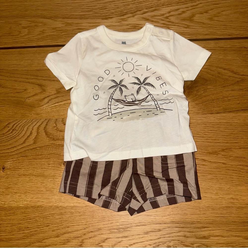 Good Vibes Baby Outfit - Cream and Brown
